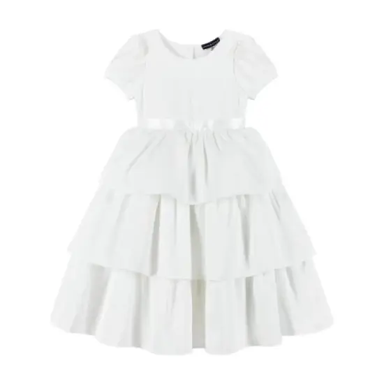 Andy & Evan  Toddler  Puff Sleeve Satin Tiered Dress. image {2}