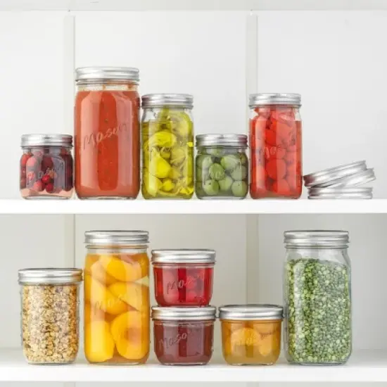 JoyJolt Regular Mason Jars with Airtight Lids, Labels and Measures - 16 oz - Set of 6 image {3}