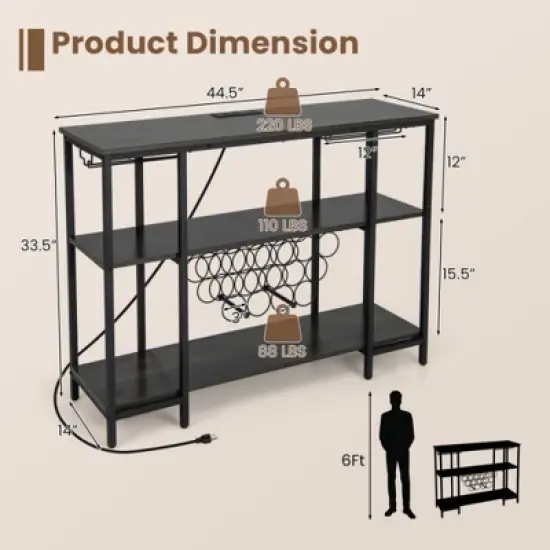 MOEPISY Industrial Wine Rack with Storage Shelves Gray image {4}