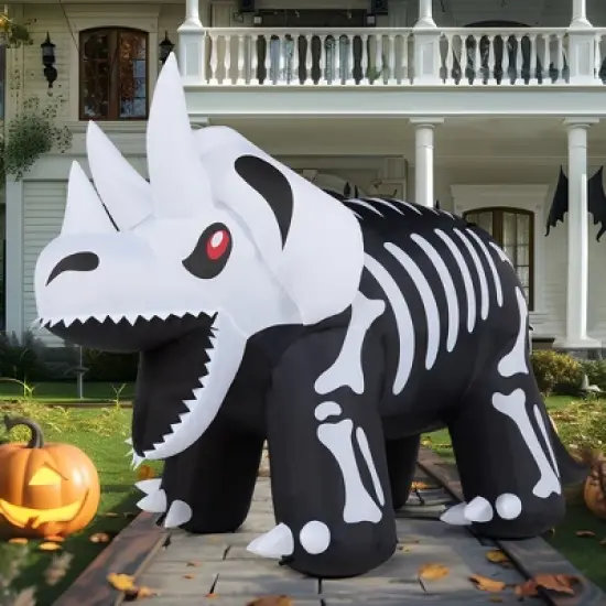 Joyfy 8 FT Halloween Inflatables Outdoor Decoration, Inflatable Skeleton Dinosaur with Built-in LEDs for Halloween Outdoor Yard Lawn Party Decoration image {4}