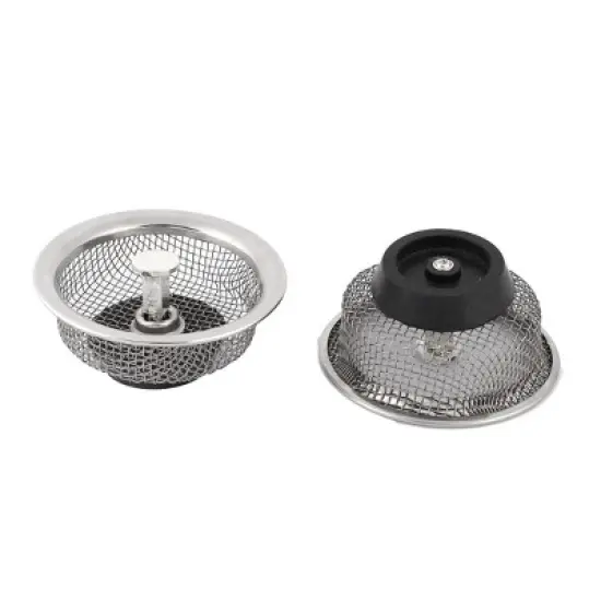 Unique Bargains Stainless Steel Kitchen Mesh Round Shape Sink Strainer 3.3" x 0.9" Silver Tone 2 Pcs image {6}