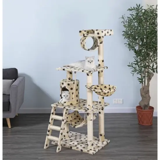 Go Pet Club 62" Classic Cat Tree with Sisal Covered Posts F67 image {1}
