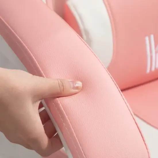 HOMCOM Cute Gaming Chair, Reclining Computer Chair with Footrest, Headrest, Lumbar Support, Height Adjustable Faux Leather Swivel Gamer Chair image {5}