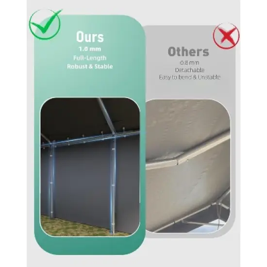 GustoWave Heavy Duty 13x20 Ft Carport, Portable Garage with Removable Sidewalls & Doors image {2}