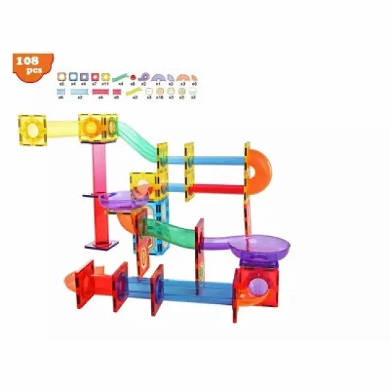 Link Kids Magnetic Building Blocks Tile Fantasy Castle Set Help Build Kids Creativity Minds Open Ended Play Educational 108 Piece Set image {1}