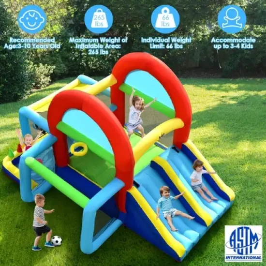 Costway Inflatable Bounce House Kids Bouncy Jumping Castle w/ Dual Slides & 480W Blower image {1}