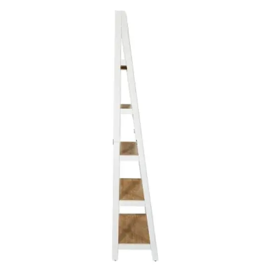 72.25" Medford Ladder Bookshelf Distressed White - OSP Home Furnishings image {2}
