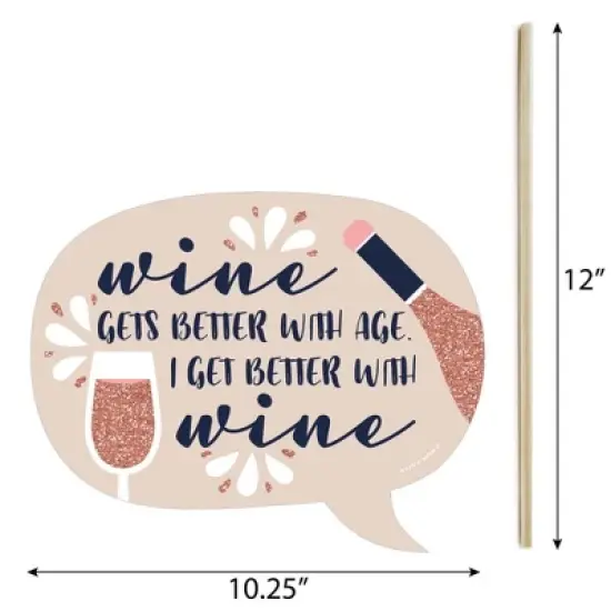 Big Dot of Happiness Funny But First, Wine - Wine Tasting Party Photo Booth Props Kit - 10 Piece image {3}