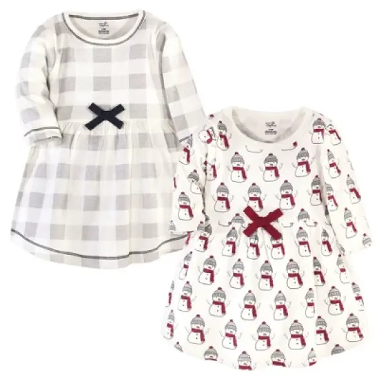 Touched by Nature Baby and Toddler Girl Organic Cotton Long-Sleeve Dresses 2pk, Snowman image {3}