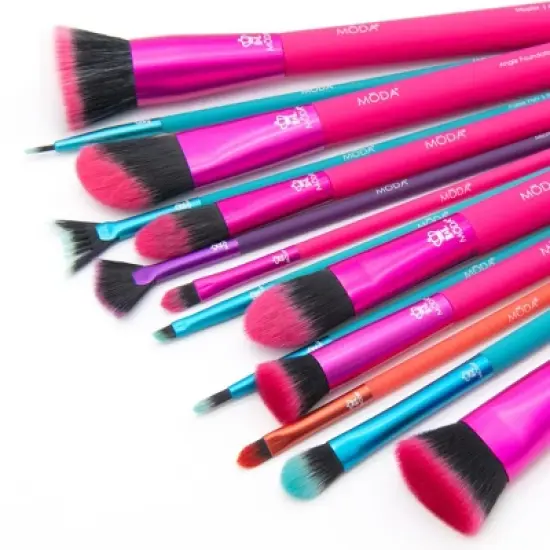 MODA Brush Ultimate Originals 14pc Makeup Brush Kit, Includes Stippled, Foundation, and Pointed Liner Makeup Brushes image {5}