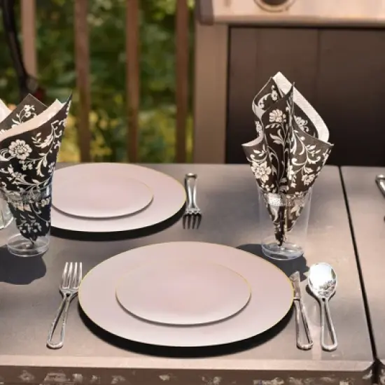 Smarty Had A Party 7.5" Pink w/ Gold Rim Organic Plastic Salad Plates - 120 pcs image {8}