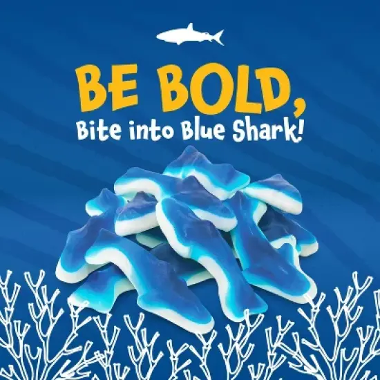 Funtasty Blue Sharks Gummy Candy, Blue Raspberry Marshmallow Flavor - 11-Ounce Bag image {1}