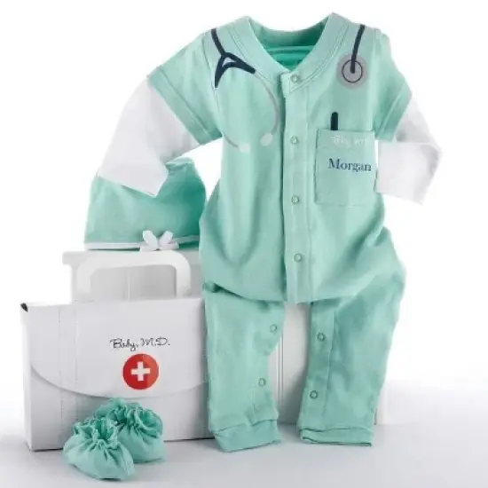 Baby Aspen "Big Dreamzzz" Baby M.D. Three-Piece Layette Set in "Doctor's Bag" Gift Box | BA16010GN image {6}