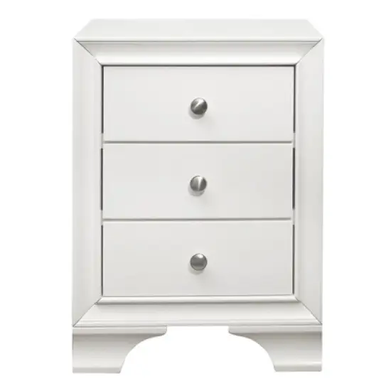 Centralia 3-Drawers Transitional Wood Nightstand in White - Lexicon image {2}