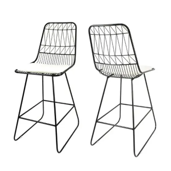 Set of 2 Walcott Modern Iron Counter Height Barstools - Christopher Knight Home image {4}