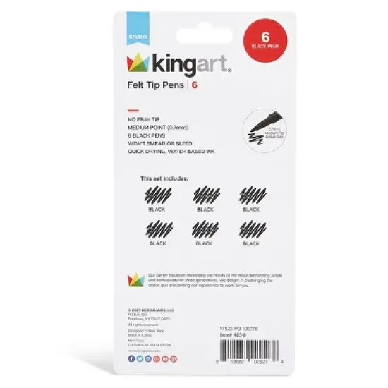 KINGART Felt Tip Pens 6 pc image {5}