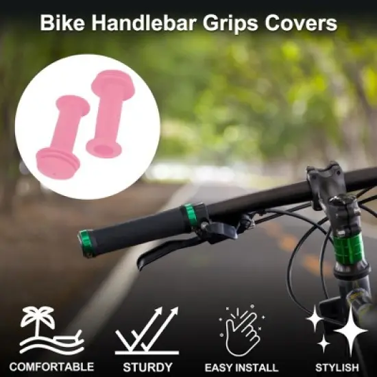 Unique Bargains Bike Handlebar Grips Covers 3.74" Pink 1 Pair image {1}