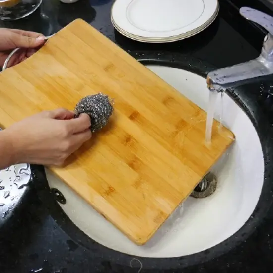 Unique Bargains Kitchen Household Stainless Steel Scrubber Cleaning Ball 2 Pcs image {4}