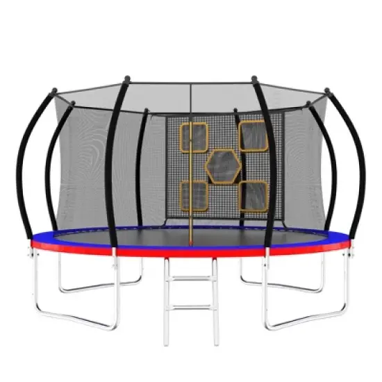 APRILSOUL 12FT Trampoline with Enclosure Recreational Trampolines with Ladder, ASTM Approval Outdoor Trampoline for Kids image {9}