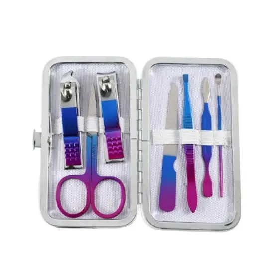 Unique Bargains Stainless Steel Manicure Tool Grooming Clippers Kit Multicolor 7 in 1 Set image {4}