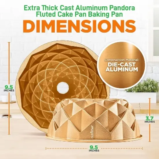 NutriChef Extra Thick Cast Aluminum Pandora Fluted Cake Pan &ndash; Non-Stick Coating, Oven Safe image {2}