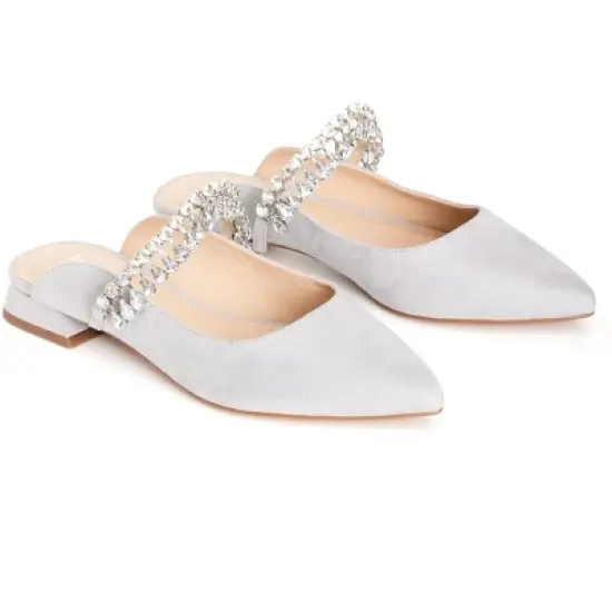 Women's Wide Fit Strappy Point Mule - gray | EVANS image {5}