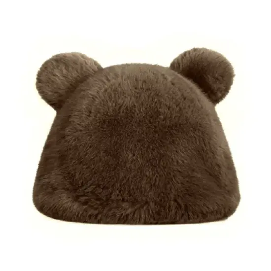 Wrapables Faux Fur Fluffy Bear Ears Winter Beanie Hat, Brown image {1}