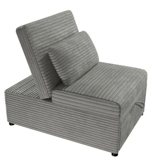 Convertible Wide-Welt Polyester Sofa Sleeper Sofa Chair W/ Polyesterll-Out Bed Smoke image {4}