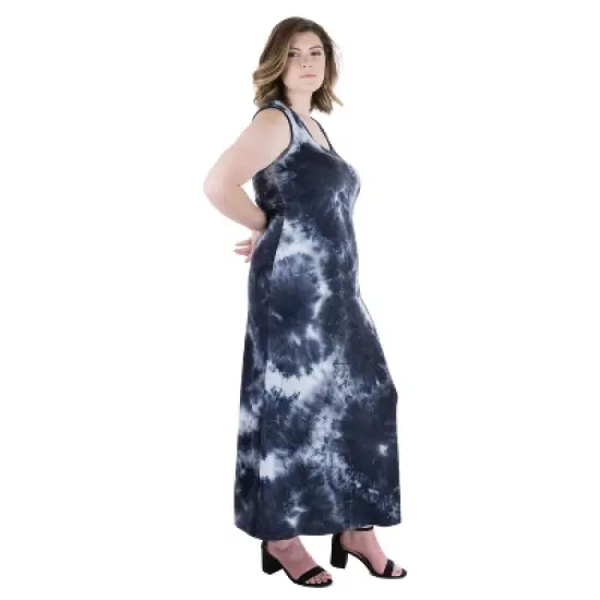 24seven Comfort Apparel Women's Plus Tie Dye Razorback Maxi Dress image {1}