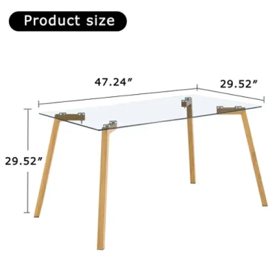 Modern Minimalist Rectangular Glass Dining Table For 4-6 People, Transparent - ModernLuxe image {3}