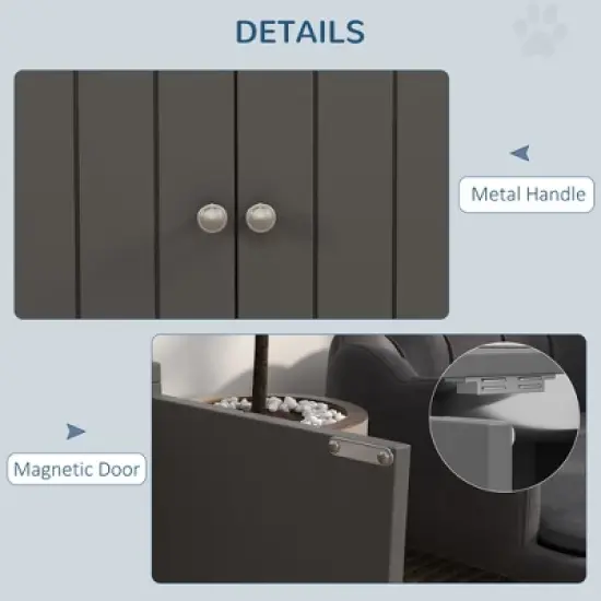 Gulches PawHut Large Elevated Dog Bowls with 44L Storage Cabinet - Gray image {5}