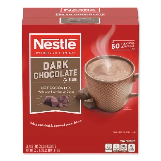Nestle Hot Cocoa Mix, Dark Chocolate, 0.71 oz, 50/Box image {9}