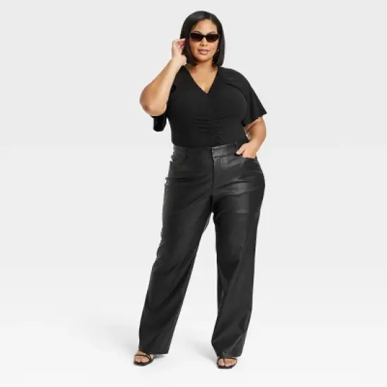 Women's Faux Leather High-Rise Flare Pants - Ava & Viv&trade; image {2}
