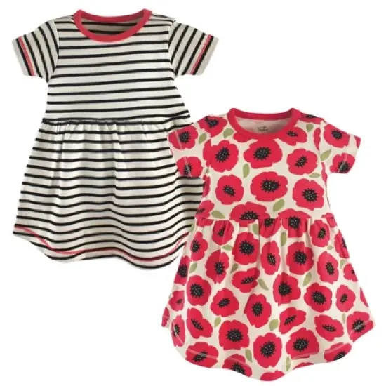 Touched by Nature Girls Infant, Toddler, Kids and Womens Organic Cotton Short-Sleeve Dresses, Poppy, 9-12 Months image {1}