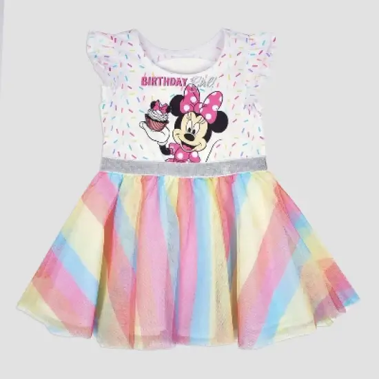 Toddler Girls' Disney Mickey Mouse & Friends Minnie Mouse Birthday Girl Dress - White image {1}