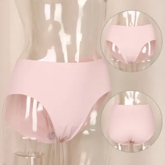 Agnes Orinda Women's Plus Size Panty High Rise Seamless Brief Laser Cut Underwear image {1}