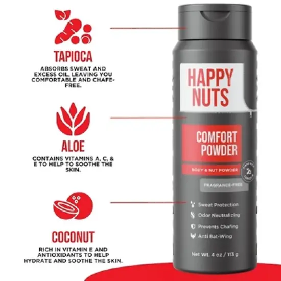 Happy Nuts Comfort Powder Deodorant - Unscented - 4oz image {1}