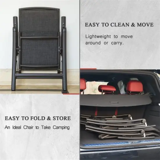 YUHAO 2PCS Adjustable High Backrest Double-Layered Textilene Fabric,Folding Patio Chairs for Camping Porch Balcony,Dark Brown image {4}