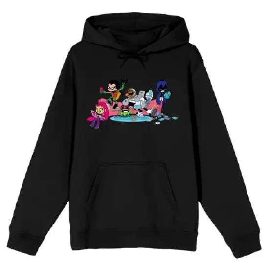 Teen Titans Go Superhero Team Relaxing Men's Black Sweatshirt image {2}