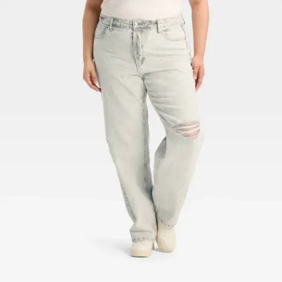 Women's High-Rise Straight Jeans - Wild Fable&trade; Light Gray Wash image {3}