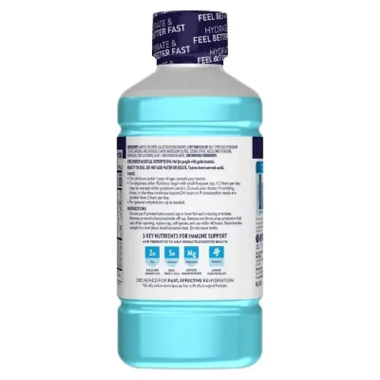 Pedialyte Immune Support Electrolyte Solution Hydration Drink - Iced Berry - 33.8 fl oz image {1}