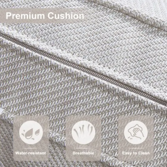 POCASSY 7 Piece Outdoor Patio Furniture Set with Fire Pit Table, Brown Rattan Wicker Modern Patio Furniture Set with Propane Fire Pit image {3}