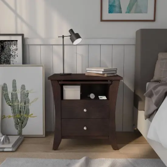 Banbridge 2 Drawer Nightstand with Open Shelf Espresso - HOMES: Inside + Out image {1}