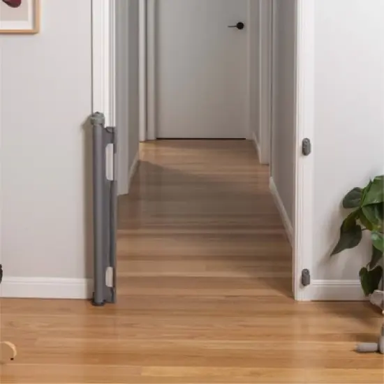 Perma Child Safety 55" Wide x 33" Tall Retractable Baby Gate - 3116 - Gray image {6}