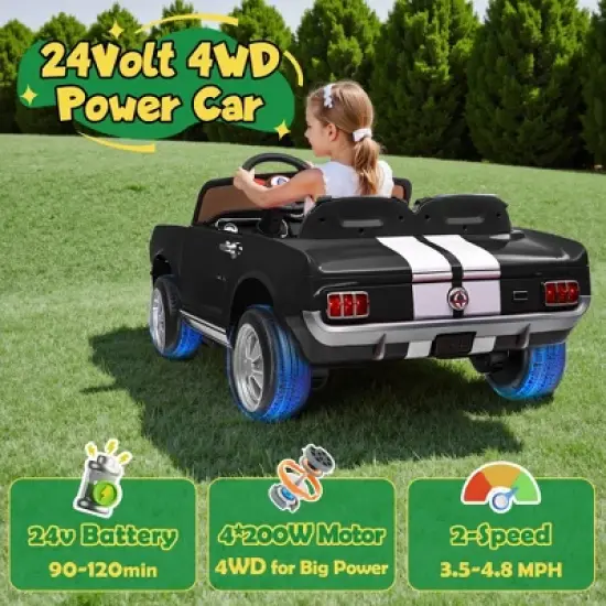 Joyracer Shelby 4WD 24 Volt Ride on Toys Cars for Kids, 2 Seats Electric Car with Remote Control, LED Lights, Music, Horn, Bluetooth, USB, Kids Gift image {3}