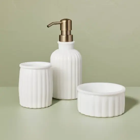 Fluted Milk Glass Soap Pump - Hearth & Hand&trade; with Magnolia image {2}
