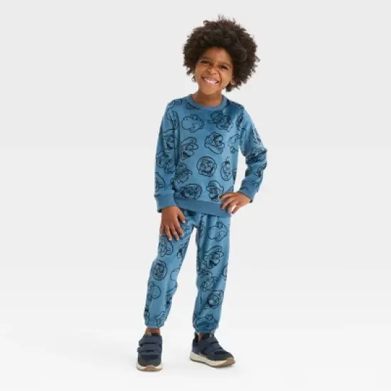 Toddler Boys' Nintendo Super Mario Top and Bottom Set - Blue image {2}