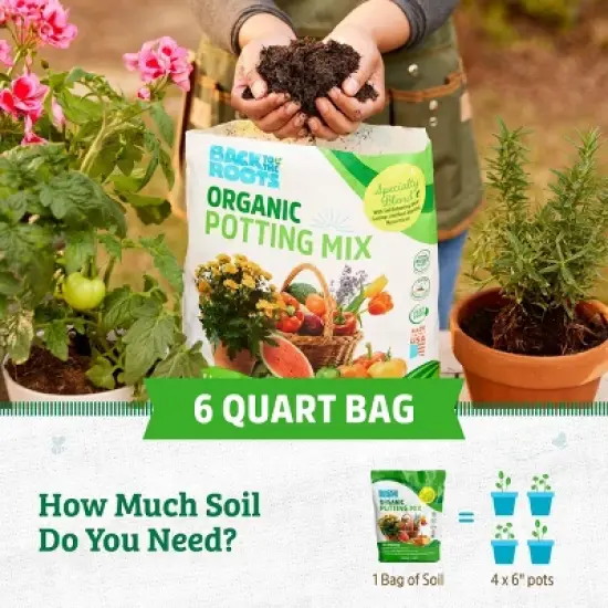 Back to the Roots 6qt Organic Potting Mix All Purpose: OMRI Certified, for Patio & Garden image {12}