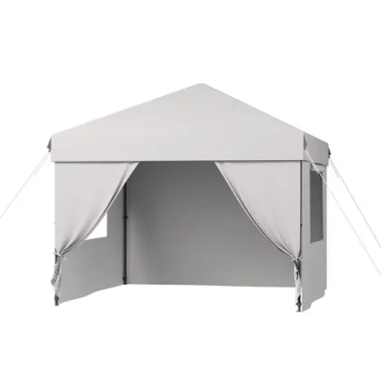 CuisinSmart  10x10 Pop Up Canopy Tent with 4 Removable Sidewalls, Outdoor Portable Canopy for Parties, Backyard, Beach, Gray image {8}