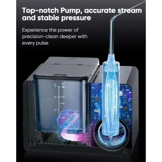 MySmile LP233 Pro UVC Sterilizable Countertop Water flossers for Teeth 800ML with a Water Filter 3 Modes and 6 Jet Tips image {3}